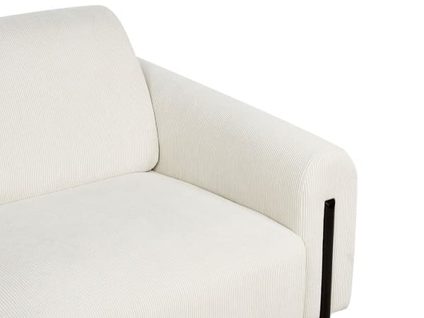 Sofa Hvit Kordfløyel Stoff Metallben 3 Seter Klassisk Sofa Settee Justerbar Ryggstøtte Stue Moderne