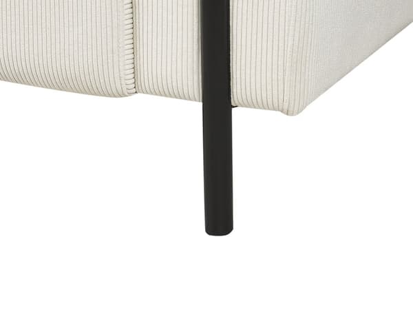 Sofa Hvit Kordfløyel Stoff Metallben 3 Seter Klassisk Sofa Settee Justerbar Ryggstøtte Stue Moderne