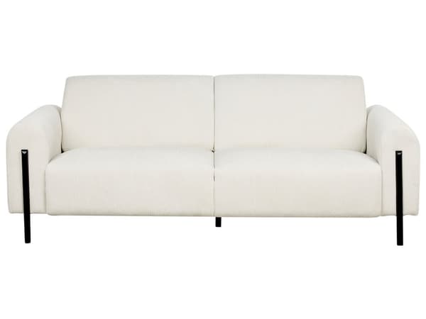 Stuesett Hvit Kordfløyel Stoff Metallben 3 Seters Sofa Klassisk sofa Lenestol Settee Justerbar Ryggstøtte Moderne Stue