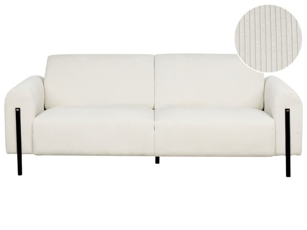 Soffa Vit Manchester Metallben 3-Sits Klassisk Soffa Justerbart Ryggstöd Modern Vardagsrum