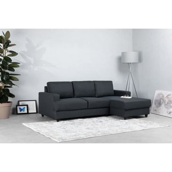 Paul 4-sits höger hörnsoffa - Antracitgrått tyg - L 215 x d 140 cm