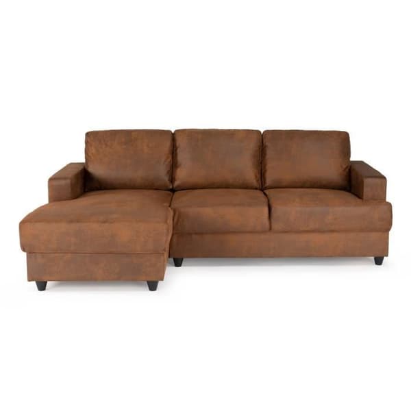 PAUL 4-sits vänster hörnsoffa - Vintage brunt tyg - Modernt - L 215 x D 140 cm - Tillverkad i Ukraina
