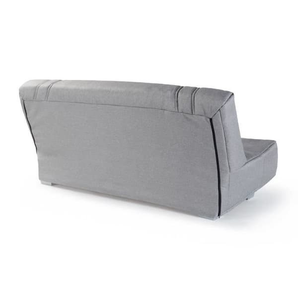 COMFORT BULTEX Click-clack bänk - 3 ställen - Grått tyg + Blå dekorativa kuddar - L193 x