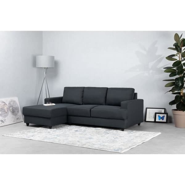 Paul 4-sits vänster hörnsoffa - Antracitgrått tyg - L 215 x D 140 cm - Tillverkad i Ukraina
