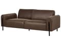 Miniatyrbild 5 av 11: Soffa Mörkbrunt Tyg Metallben 3-sits Lädereffekt Klassisk Soffa Justerbart Ryggstöd Vardagsrum Modern