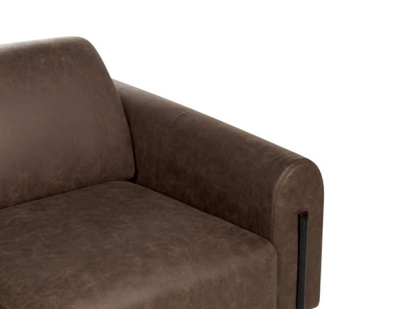 Soffa Mörkbrunt Tyg Metallben 3-sits Lädereffekt Klassisk Soffa Justerbart Ryggstöd Vardagsrum Modern