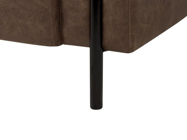 Soffa Mörkbrunt Tyg Metallben 3-sits Lädereffekt Klassisk Soffa Justerbart Ryggstöd Vardagsrum Modern