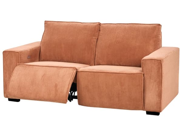 Elektrisk Hvilesofa Oransje Kordfløyel Polstret 3-seters sofa Moderne Design Relax Funksjon