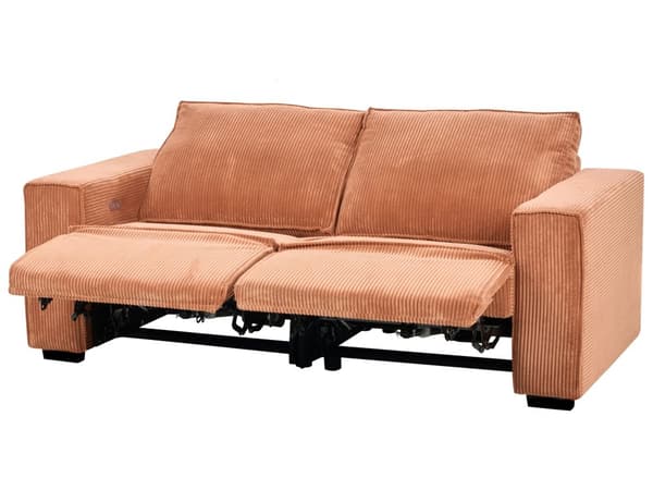 Elektrisk Hvilesofa Oransje Kordfløyel Polstret 3-seters sofa Moderne Design Relax Funksjon