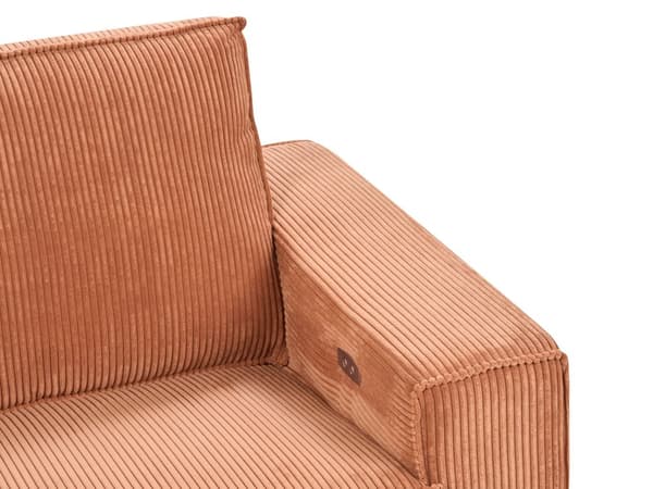 Elektrisk Hvilesofa Oransje Kordfløyel Polstret 3-seters sofa Moderne Design Relax Funksjon