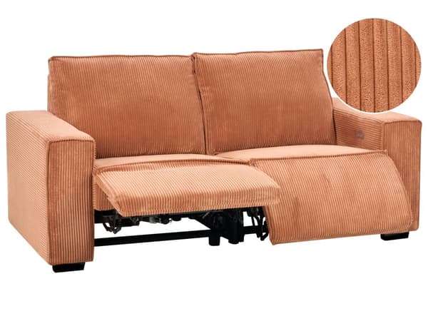 Elektrisk Hvilesofa Oransje Kordfløyel Polstret 3-seters sofa Moderne Design Relax Funksjon