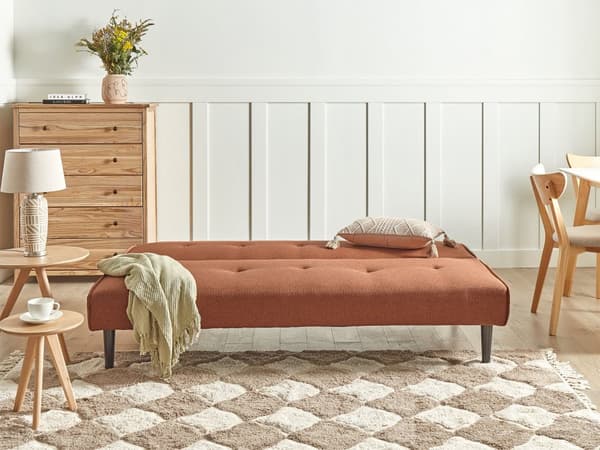 Sovesofa Gyllenbrun 3-seter Knappet Sete Click Clack