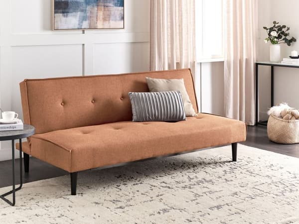 Sovesofa Gyllenbrun 3-seter Knappet Sete Click Clack