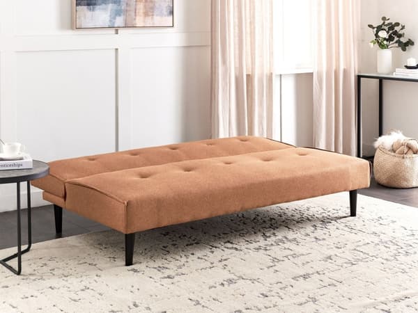 Sovesofa Gyllenbrun 3-seter Knappet Sete Click Clack