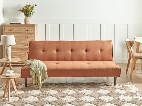Sovesofa Gyllenbrun 3-seter Knappet Sete Click Clack