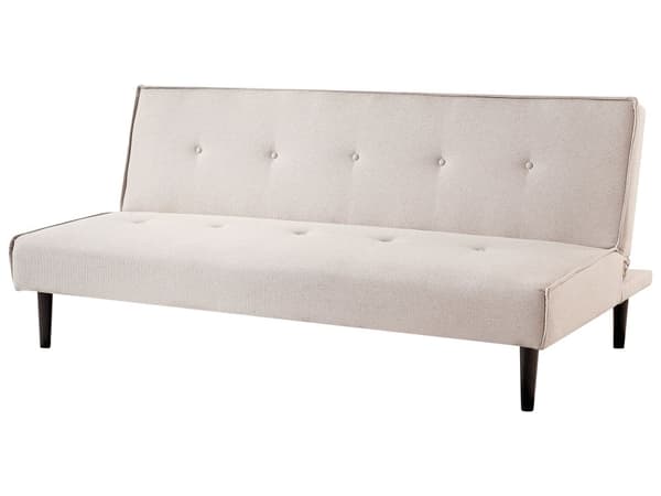 Sovesofa Lysebeige 3-seter Knappet Sete Click Clack