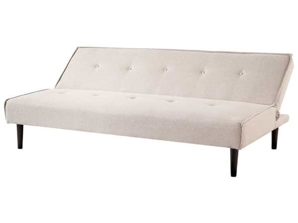 Sovesofa Lysebeige 3-seter Knappet Sete Click Clack