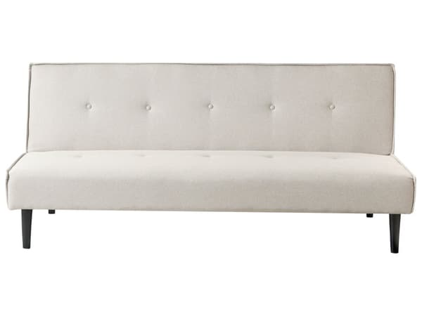 Sovesofa Lysebeige 3-seter Knappet Sete Click Clack