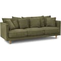Miniatyrbild 3 av 6: CONSTANCE 4-sits fast soffa - Grönt tyg - Ben i massivt trä - L 212 x H 87 x D 93 cm