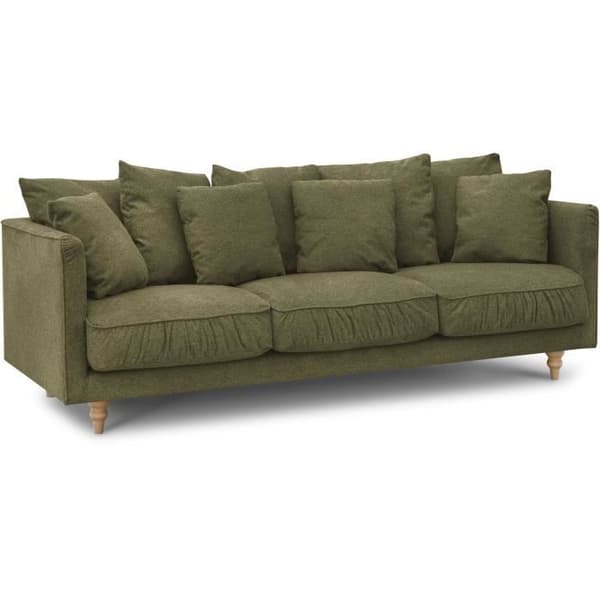 CONSTANCE 4-sits fast soffa - Grönt tyg - Ben i massivt trä - L 212 x H 87 x D 93 cm