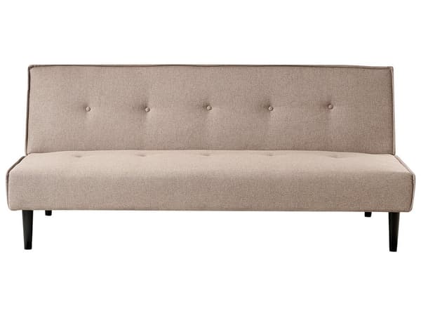 Vuodesohva beige kangas verhoiltu puu kolmelle säädettävä käsinojaton napitettu retro tyyli