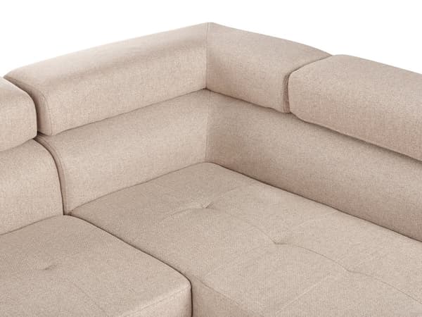 Kulmasohva beige kangas verhoiltu viidelle säädettävä niskatuilla vasenkätinen moderni