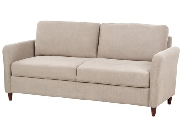 Sofa Taupe Polyester 3 Personers Tyk Polstret Dyb Blød Stofsofa med Opbevaring til Stuen Vintage Retro Stue Møbel Klassisk
