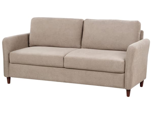 Sofa Taupe Polyester 3 Personers Tyk Polstret Dyb Blød Stofsofa med Opbevaring til Stuen Vintage Retro Stue Møbel Klassisk