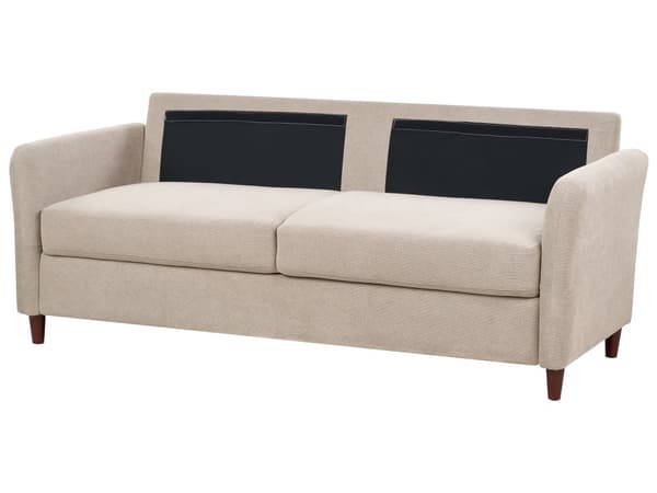 Sofa Taupe Polyester 3 Personers Tyk Polstret Dyb Blød Stofsofa med Opbevaring til Stuen Vintage Retro Stue Møbel Klassisk