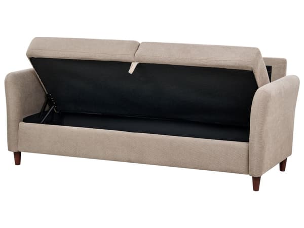 Sofa Taupe Polyester 3 Personers Tyk Polstret Dyb Blød Stofsofa med Opbevaring til Stuen Vintage Retro Stue Møbel Klassisk