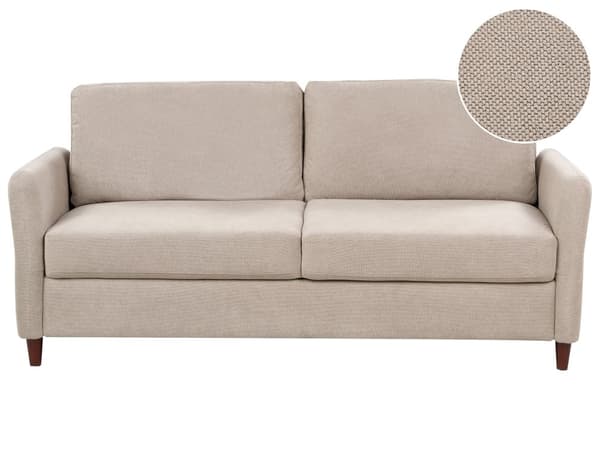 Sofa Taupe Polyester 3 Personers Tyk Polstret Dyb Blød Stofsofa med Opbevaring til Stuen Vintage Retro Stue Møbel Klassisk