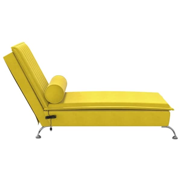 vidaXL Massageschäslong med bolster gul sammet