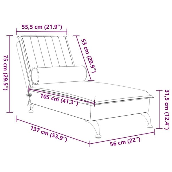 vidaXL Massageschäslong med bolster gul sammet