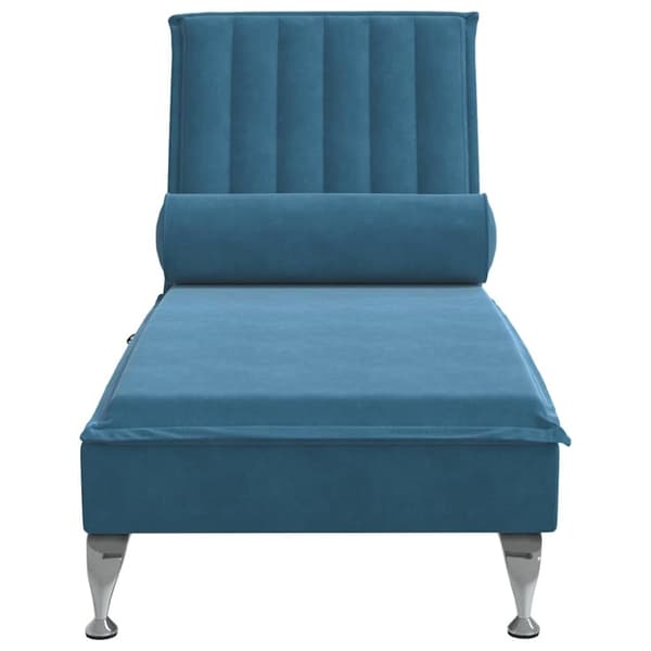 vidaXL Massageschäslong med bolster blå sammet
