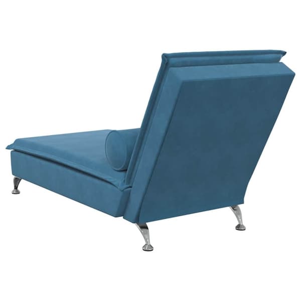 vidaXL Massageschäslong med bolster blå sammet