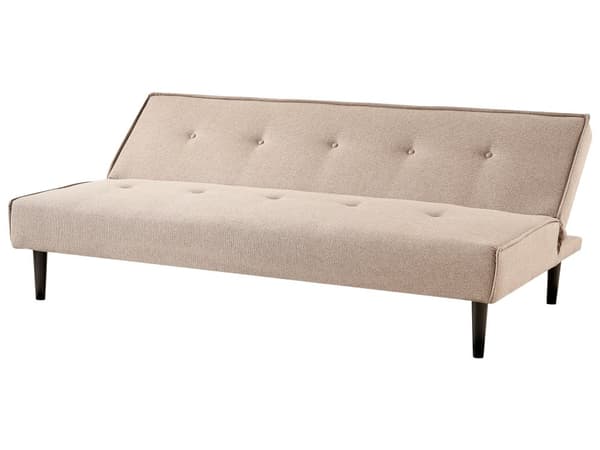 Bäddsoffa Beige Tyg 3-sits med Knappar Utan Armstöd Justerbart Ryggstöd Retro Traditionell Design Vardagsrum Sovrum Gästrum