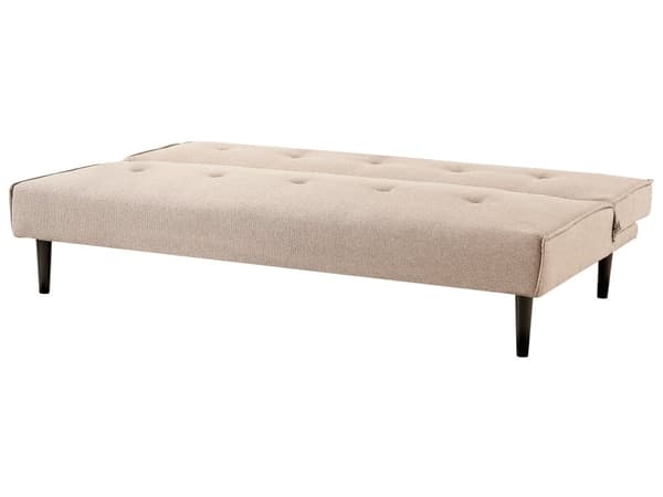 Bäddsoffa Beige Tyg 3-sits med Knappar Utan Armstöd Justerbart Ryggstöd Retro Traditionell Design Vardagsrum Sovrum Gästrum