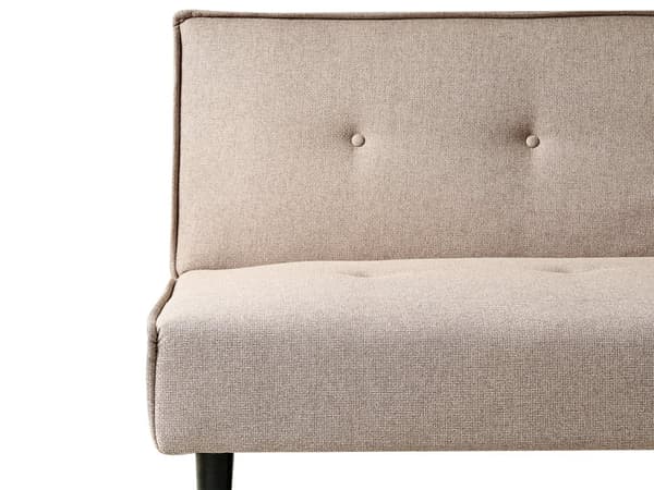 Bäddsoffa Beige Tyg 3-sits med Knappar Utan Armstöd Justerbart Ryggstöd Retro Traditionell Design Vardagsrum Sovrum Gästrum
