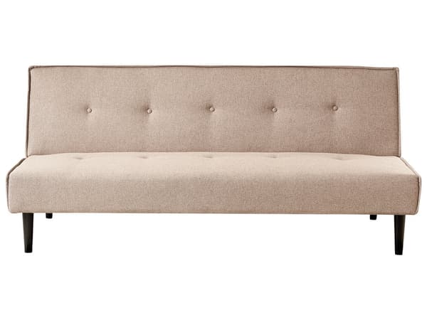 Bäddsoffa Beige Tyg 3-sits med Knappar Utan Armstöd Justerbart Ryggstöd Retro Traditionell Design Vardagsrum Sovrum Gästrum