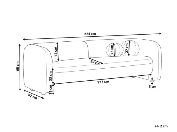 3-seters Sofa Taupe Fløyel Stoff Myk Nubby med Ekstra Kasteputer Retro Glam Art Dekor Stil