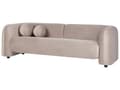Miniatyrbilde 4 av 11: 3-seters Sofa Taupe Fløyel Stoff Myk Nubby med Ekstra Kasteputer Retro Glam Art Dekor Stil