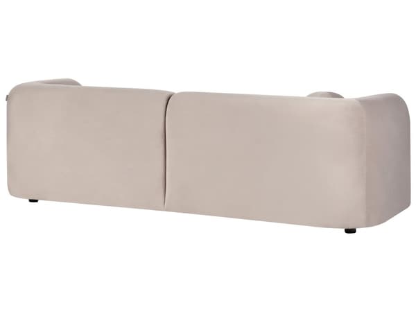 3-seters Sofa Taupe Fløyel Stoff Myk Nubby med Ekstra Kasteputer Retro Glam Art Dekor Stil