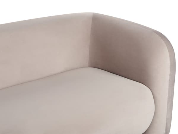 3-seters Sofa Taupe Fløyel Stoff Myk Nubby med Ekstra Kasteputer Retro Glam Art Dekor Stil