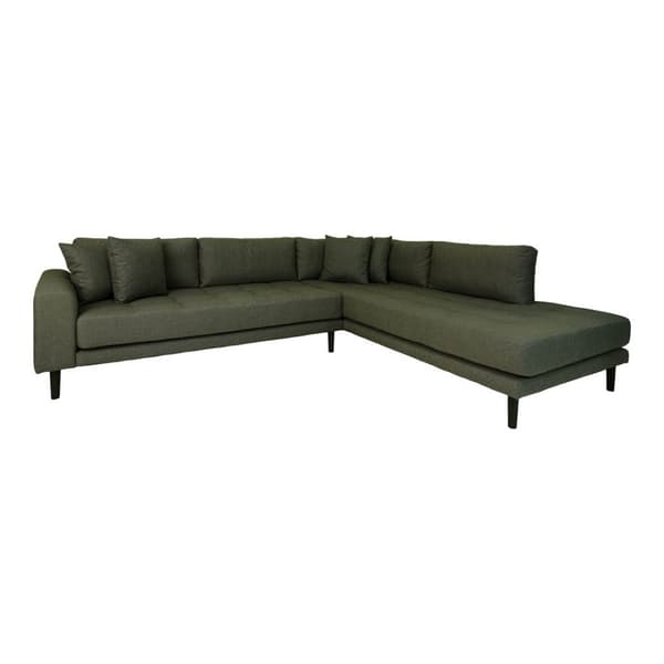 Lido sofa hjørnesofa høyrevent 4 puter grønn.