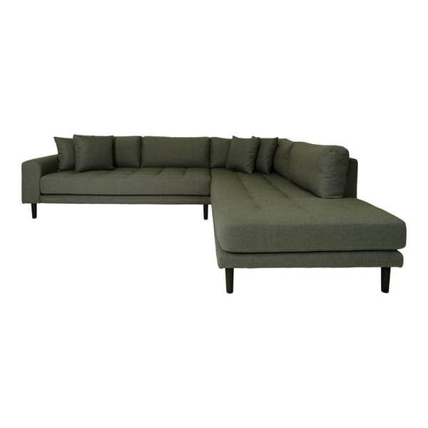 Lido sofa hjørnesofa høyrevent 4 puter grønn.