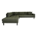 Miniatyrbilde 1 av 2: Lido sofa hjørnesofa venstrevent 4 puter grønn.