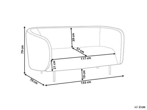 2-seters Sofa Svart Polyester Stoff Myke Svarte Ben Retro Glam Art Dekor Stil