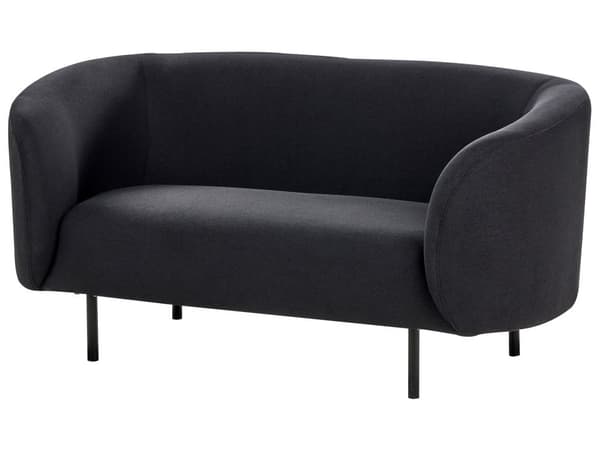2-seters Sofa Svart Polyester Stoff Myke Svarte Ben Retro Glam Art Dekor Stil