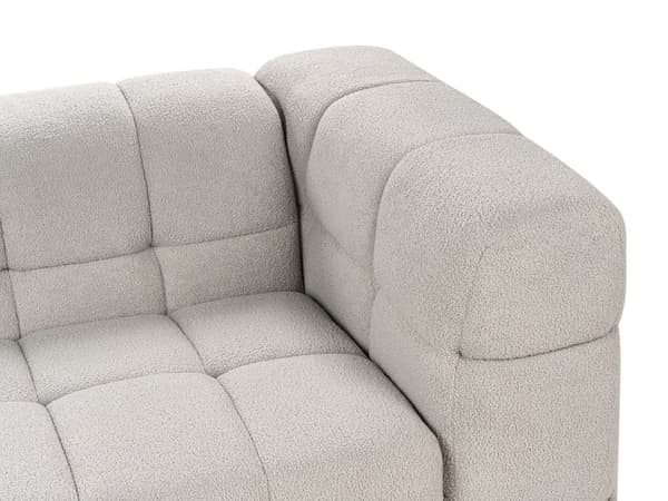 3-seters Sofa Grå Boucle Stoff Polstring Svarte Ben 3 Seter Tykt Polstret Moderne Stil Stue Møbler