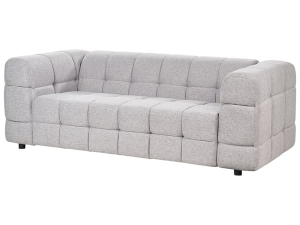 3-seters Sofa Grått Stofftrekk Svarte Ben 3 Seter Tykt Polstret Moderne Stil Stue Møbler